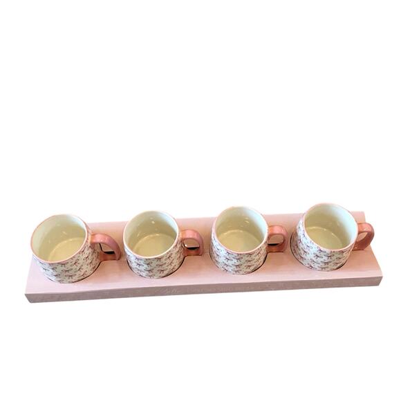 10 Strawberry Street Bella Pink Bow Ceramic Espresso Mug Set of 4 New - Picture 8 of 16